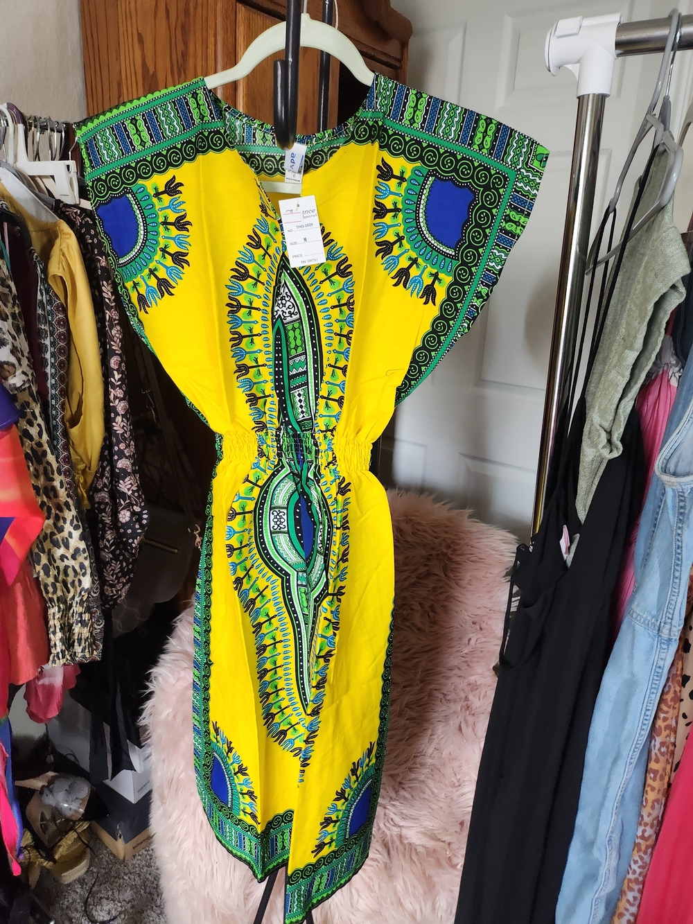 Vibrant Yellow Dashiki Print Dress